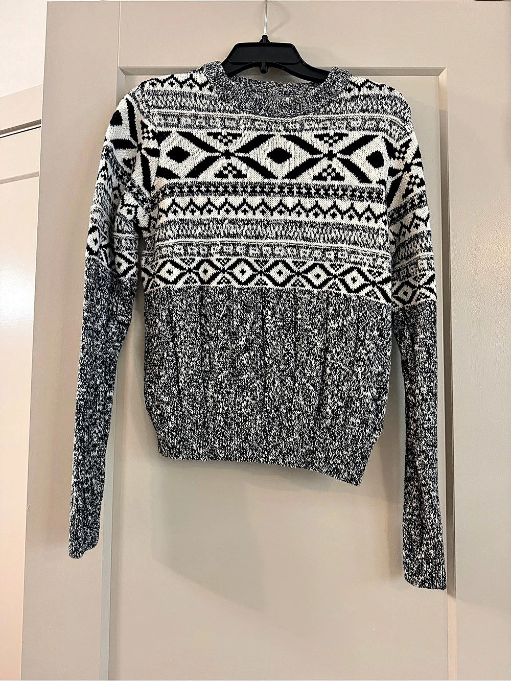 The Normal Brand Koda Jacquard Sweater Geometric Cotton Sweater in Black & White